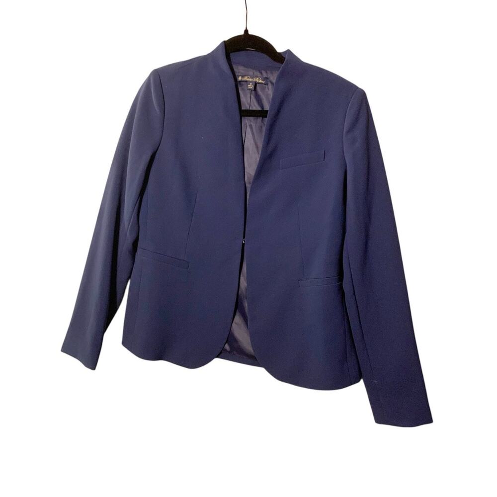 BROOKS BROTHERS Women's Navy Blue Collarless Blazer Size 6 - Picture 2 of 8